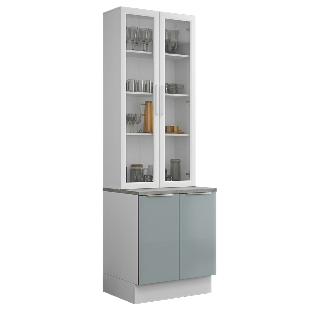Kit Balcão + Cristaleira 70 x 60 cm Branco/Cinza Lux Madesa 01