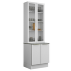 Kit Balcão + Cristaleira 70 x 60 cm Branco Veludo Lux Madesa 01
