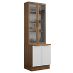 Kit Balcão + Cristaleira 70cm Rustic/Branco Veludo Lux Madesa 01