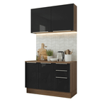 Armário de Cozinha Compacta 120 cm Rustic/Preto Lux Madesa 01