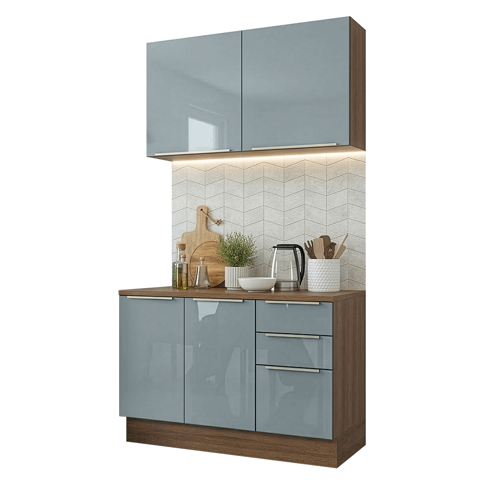 Armário de Cozinha Compacta 120 cm Rustic/Cinza Lux Madesa 01