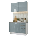 Armário de Cozinha Compacta 120 cm Branco/Cinza Lux Madesa 01