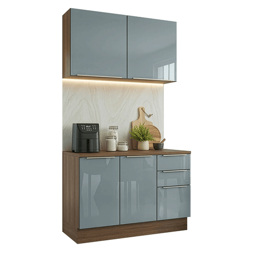 Armário de Cozinha Compacta 120 x 60 cm Rustic/Cinza Lux Madesa 02