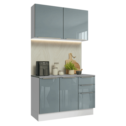Armário de Cozinha Compacta 120 x 60 cm Branco/Cinza Lux Madesa 02