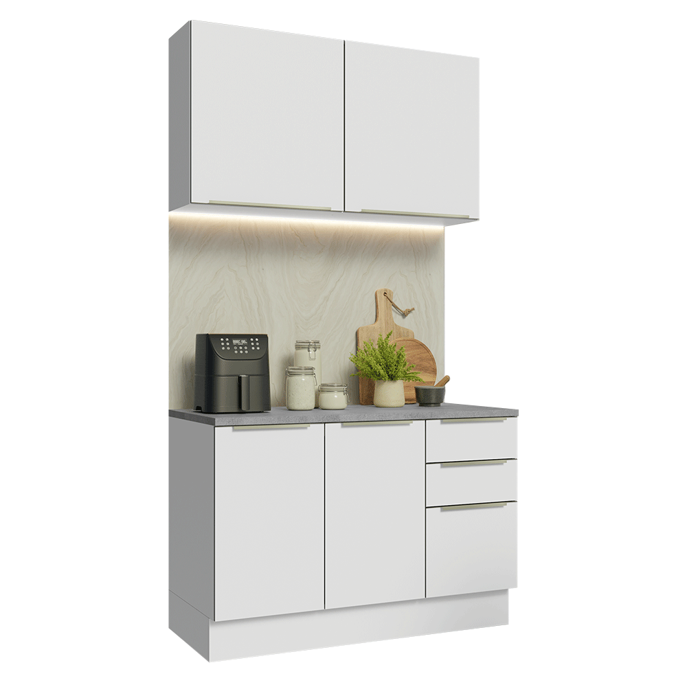 Armário de Cozinha Compacta 120 x 60 cm Branco/Branco Veludo Lux Madesa 02