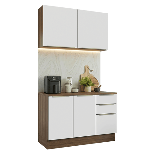 Armário de Cozinha Compacta 120 x 60 cm Rustic/Branco Veludo Lux Madesa 02
