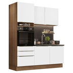 Armário de Cozinha Compacta 180 x 60 cm Rustic/Branco Veludo Lux Madesa 01