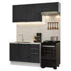Armário de Cozinha Compacta 180 cm Branco/Preto Lux Madesa 02