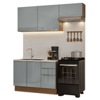 Armário de Cozinha Compacta 180 cm Rustic/Cinza Lux Madesa 02