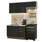 Armário de Cozinha Compacta 180 x 60 cm Rustic/Preto Lux Madesa 03