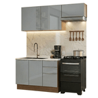 Armário de Cozinha Compacta 180 x 60 cm Rustic/Cinza Lux Madesa 03