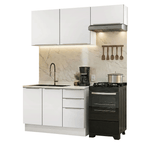Armário de Cozinha Compacta 180 x 60 cm Branco/Branco Veludo Lux Madesa 03