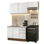 Armário de Cozinha Compacta 180 x 60 cm Rustic/Branco Veludo Lux Madesa 03