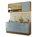 Armário de Cozinha Compacta 180 cm Rustic/Cinza Lux Madesa 04