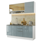 Armário de Cozinha Compacta 180 cm Branco/Cinza Lux Madesa 04