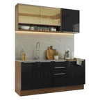 Armário de Cozinha Compacta 180 x 60 cm Rustic/Preto Lux Madesa 05
