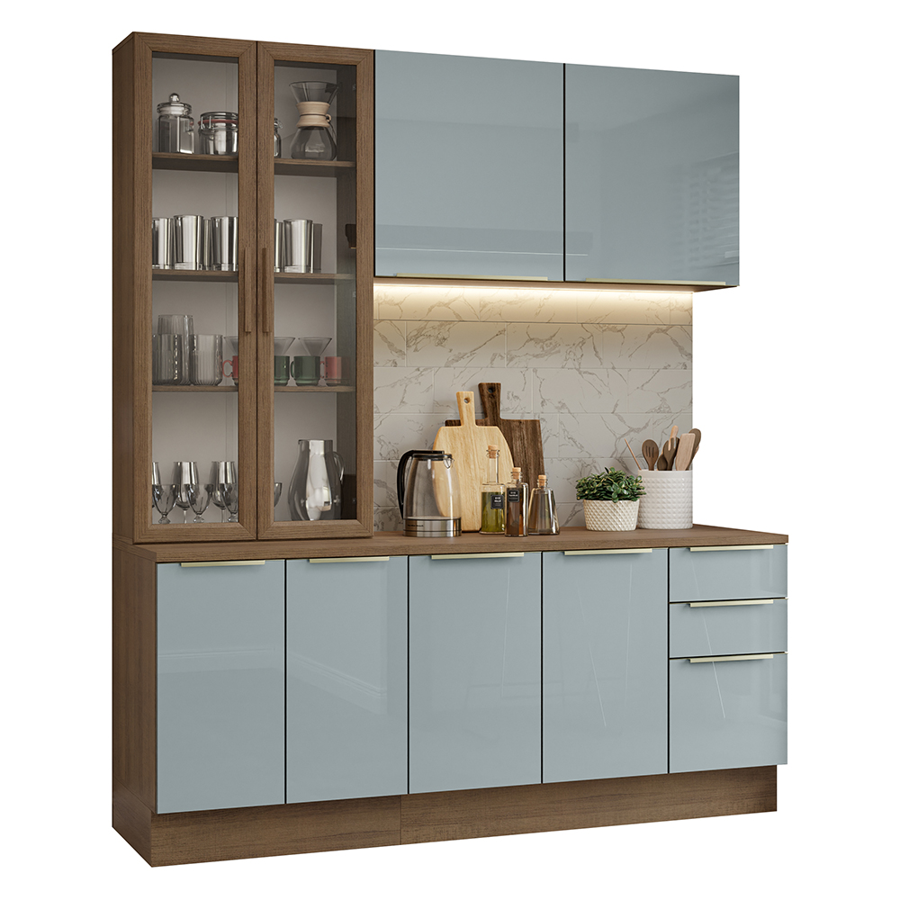 Armário de Cozinha Compacta 190 x 60 cm Rustic/Cinza Lux Madesa 02