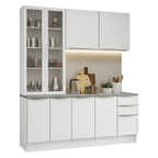 Armário de Cozinha Compacta 190 x 60 cm Branco Veludo Lux Madesa 02