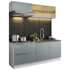 Armário de Cozinha Compacta 200 x 60 cm Branco/Cinza Lux Madesa 01