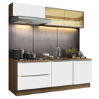 Armário de Cozinha Compacta 200 x 60 cm Rustic Branco Veludo Lux Madesa 01