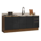 Armário de Cozinha Compacta 200 cm Rustic/Preto Lux Madesa 05