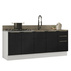 Armário de Cozinha Compacta 200 x 60 cm Branco/Preto Lux Madesa 06