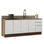 Armário de Cozinha Compacta 200 cm Rustic/Branco Veludo Lux Madesa 06