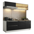 Armário de Cozinha Compacta 200 cm Branco/Preto Lux Madesa 07