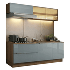 Armário de Cozinha Compacta 200 cm Rustic/Cinza Lux Madesa 07