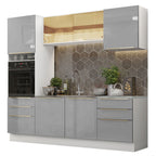 Armário de Cozinha Completa 240 x 60 cm Branco/Cinza Lux Madesa 02