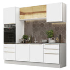 Armário de Cozinha Completa 240 x 60 cm Branco Branco Veludo Lux Madesa 02