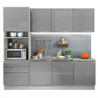 Armário de Cozinha Completa 240 x 60 cm Branco/Cinza Lux Madesa 03