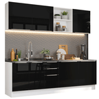 Armário de Cozinha Completa 240 x 60 cm Branco/Preto Lux Madesa 05