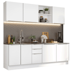 Armário de Cozinha Completa 240 x 60 cm Branco Veludo Lux Madesa 05