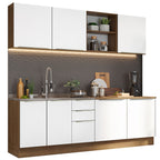Armário de Cozinha Completa 240cm Rustic/Branco Veludo Lux Madesa 05
