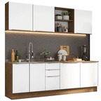 Armário de Cozinha Completa 240 x 60 cm Rustic/Branco Veludo Lux Madesa 05