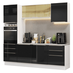 Armário de Cozinha Completa 240cm Branco/Preto Lux Madesa 08
