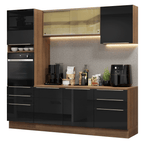 Armário de Cozinha Completa 240 x 60 cm Rustic/Preto Lux Madesa 08