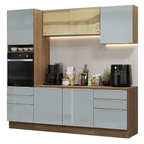 Armário de Cozinha Completa 240 x 60 cm Rustic/Cinza Lux Madesa 08