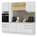 Armário de Cozinha Completa 240 x 60 cm Branco Veludo Lux Madesa 08