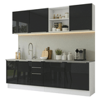 Armário de Cozinha Completa 240 cm Branco/Preto Lux Madesa 09