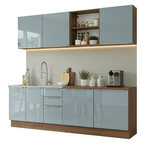 Armário de Cozinha Completa 240 cm Rustic/Cinza Lux Madesa 09