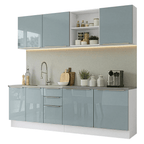 Armário de Cozinha Completa 240 cm Branco/Cinza Lux Madesa 09