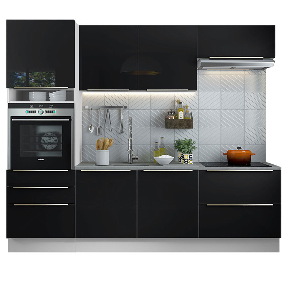 Armário de Cozinha Completa 260cm Branco/Preto Lux Madesa 01