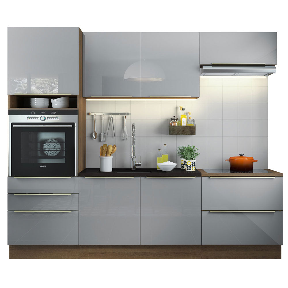 Armário de Cozinha Completa 260cm Rustic/Cinza Lux Madesa 01