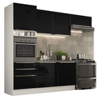 Armário de Cozinha Completa 260cm Branco/Preto Lux Madesa 03