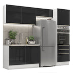 Armário de Cozinha Completa 260 x 60 cm Branco/Preto Lux Madesa 05