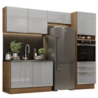 Armário de Cozinha Completa 260 x 60 cm Rustic/Cinza Lux Madesa 05