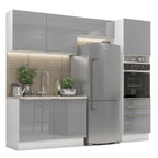 Armário de Cozinha Completa 260 x 60 cm Branco/Cinza Lux Madesa 05