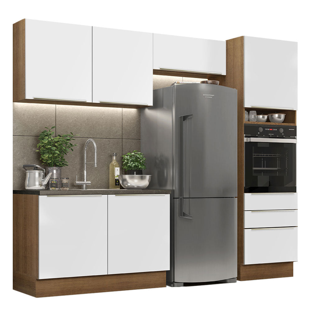 Armário de Cozinha Completa 260 x 60 cm Rustic Branco Veludo Lux Madesa 05